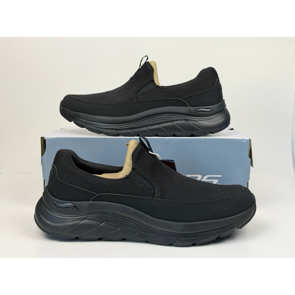 Skechers Arch Comfort Flex Men's Sz 10.5 Slip-On Shoes Black Relaxed Fit 66751S